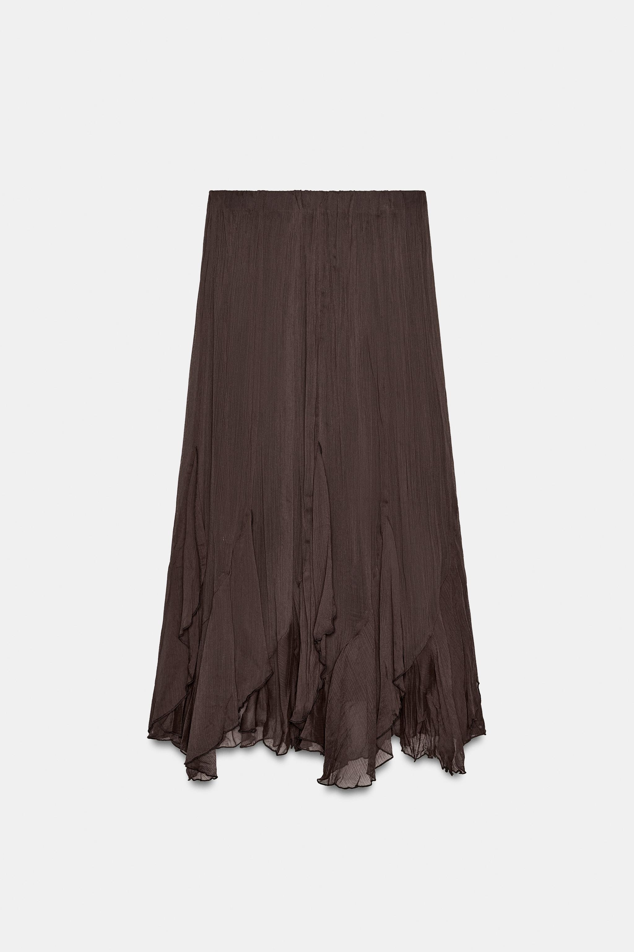 RUFFLED LACE MIDI SKIRT